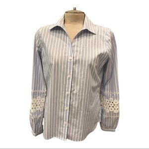 Karl Lagerfeld, vertical stripes, lace floral